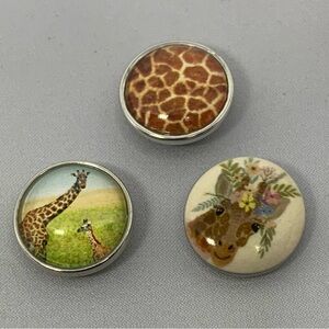 Giraffe Snap Button Charm Set of 3 - Oh Snap!